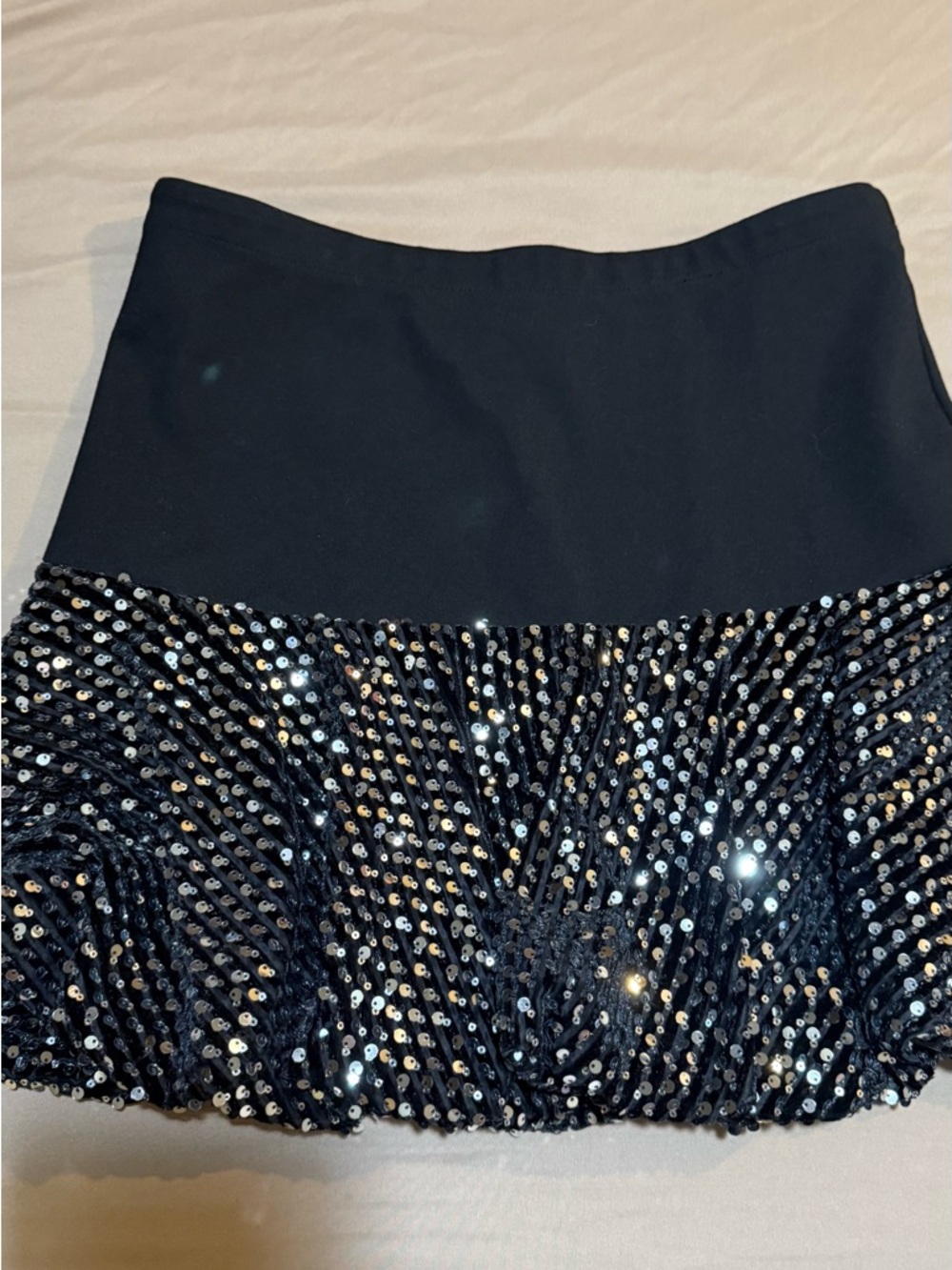 Black Sequin Bubble Mini Skirt